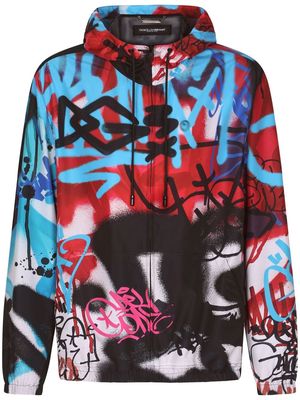 Dolce & Gabbana graffiti-print hooded rain jacket - Multicolour