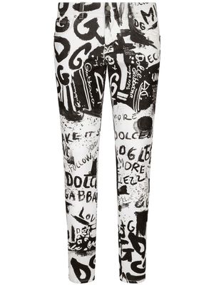Dolce & Gabbana graffiti-print skinny jeans - White