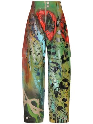 Dolce & Gabbana graffiti-print straight trousers - Green