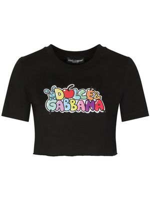 Dolce & Gabbana graphic-print cropped T-shirt - Black