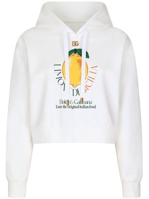 Dolce & Gabbana graphic-print drawstring hoodie - White