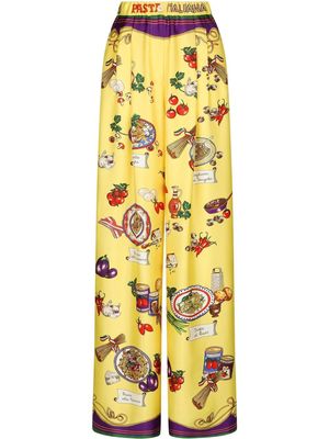 Dolce & Gabbana graphic-print flared trousers - Yellow