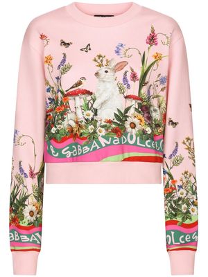 Dolce & Gabbana graphic-print long-sleeve sweatshirt - Pink