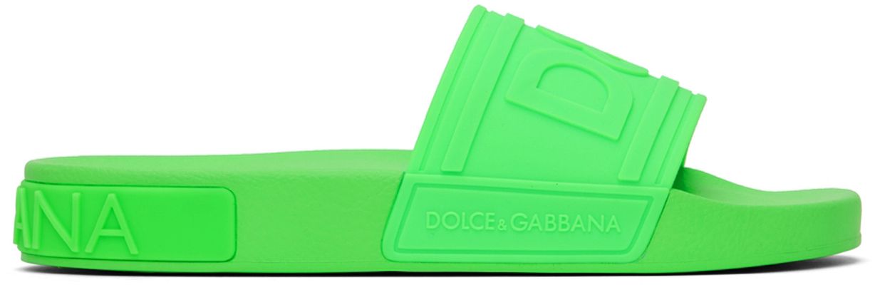 Dolce & Gabbana Green Rubber Slides