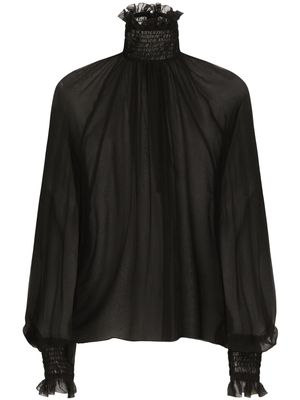 Dolce & Gabbana high-neck sheer silk blouse - Black