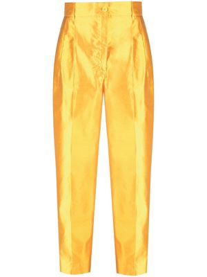 Dolce & Gabbana high-rise satin trousers - Yellow