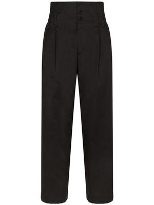 Dolce & Gabbana high-waisted pleated cotton trousers - Black