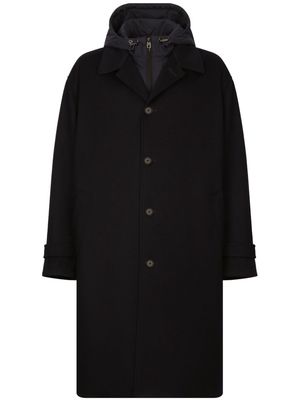 Dolce & Gabbana hooded single-breasted coat - Black