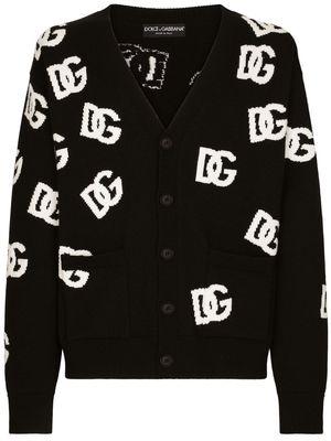 Dolce & Gabbana intarsia-knit logo cardigan - Black