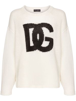 Dolce & Gabbana intarsia-knit logo jumper - White