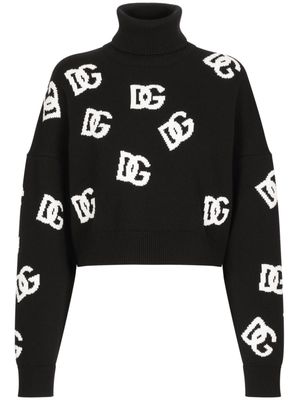 Dolce & Gabbana intarsia-knit logo virgin wool jumper - Black