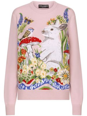 Dolce & Gabbana intarsia-knit round neck jumper - Pink
