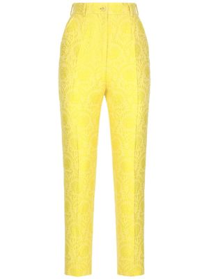 Dolce & Gabbana jacquard cotton-blend tailored trousers - Yellow