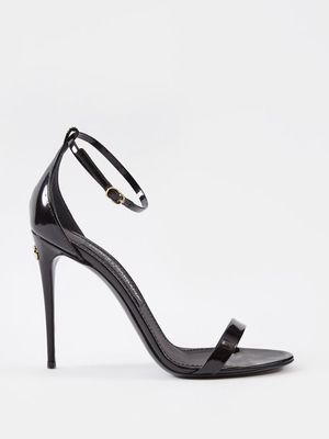 Dolce & Gabbana - Keira 105 Leather Heeled Sandals - Womens - Dark Grey