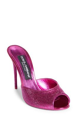 Dolce & Gabbana Keira Crystal Embellished Open Toe Sandal in Fuchsia