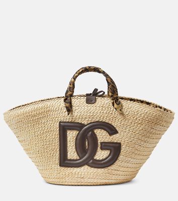 Dolce & Gabbana Kendra leather-trimmed raffia tote bag