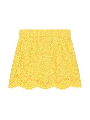 Dolce & Gabbana Kids A-line Chantilly-lace skirt - Yellow