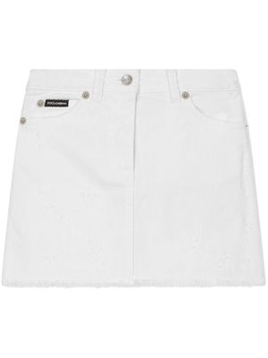 Dolce & Gabbana Kids A-line denim skirt - White