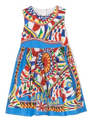 Dolce & Gabbana Kids abstract-pattern cotton dress - Blue