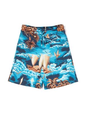 Dolce & Gabbana Kids abstract-print cotton shorts - Blue
