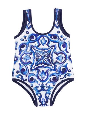 Dolce & Gabbana Kids abstract-print swimsuit - Blue