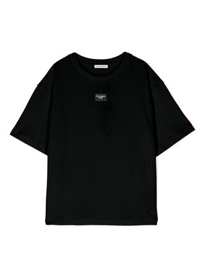 Dolce & Gabbana Kids appliqué-logo cropped T-shirt - Black