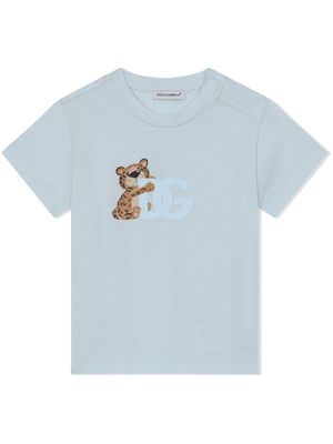 Dolce & Gabbana Kids Baby Leopard cotton T-shirt - Blue