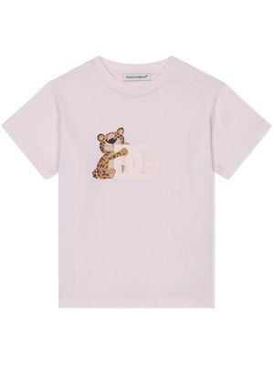 Dolce & Gabbana Kids Baby Leopard cotton T-shirt - Pink