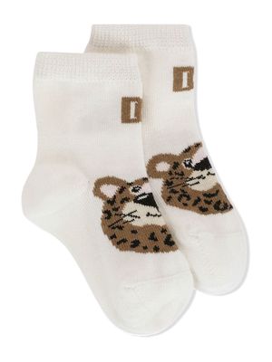 Dolce & Gabbana Kids Baby Leopard jacquard socks - White