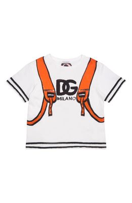 Dolce & Gabbana Kids' Backpack Print Graphic T-Shirt in White Print