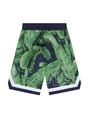 Dolce & Gabbana Kids banana leaf-print cotton Bermuda shorts - Green
