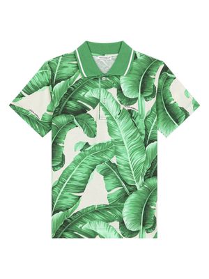 Dolce & Gabbana Kids banana leaf-print polo shirt - Green