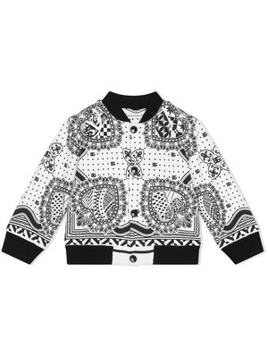 Dolce & Gabbana Kids bandana-print bomber jacket - White
