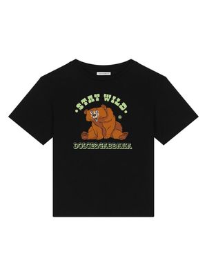 Dolce & Gabbana Kids bear-print cotton T-shirt - Black