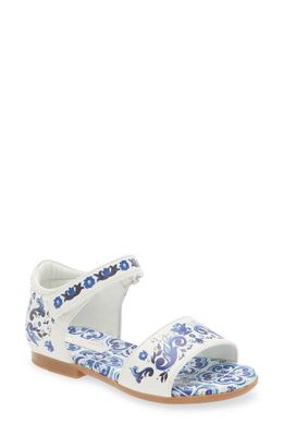 Dolce & Gabbana Kids' Blue Mediterraneo Sandal in Blue/White Floral