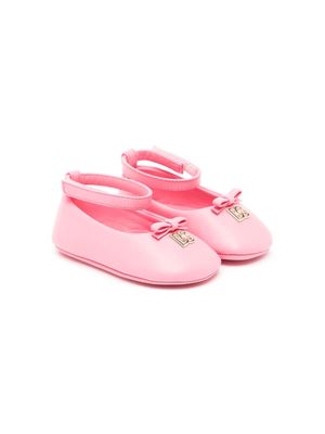 Dolce & Gabbana Kids bow-detail leather ballerina shoes - Pink