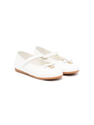 Dolce & Gabbana Kids bow-detail leather ballerinas - White