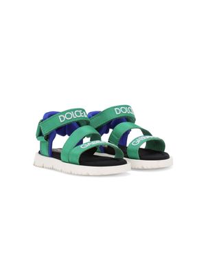 Dolce & Gabbana Kids branded grosgrain sandals - Green