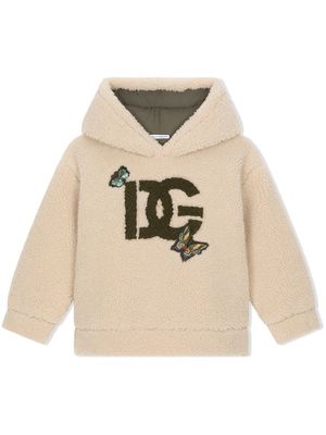 Dolce & Gabbana Kids butterfly logo-patch hoodie - Neutrals