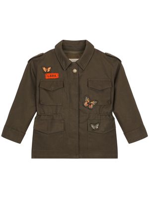 Dolce & Gabbana Kids butterfly-patch military jacket - Green