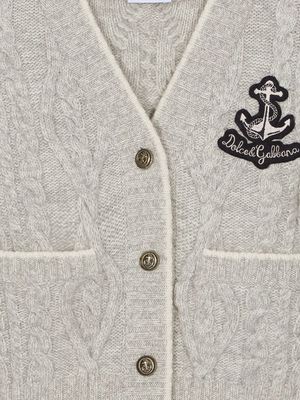 Dolce & Gabbana Kids cable-knit logo-patch cardigan - Grey