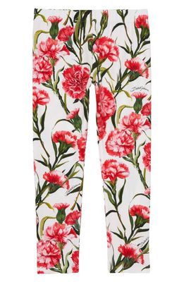 Dolce & Gabbana Kids' Carnation Print Leggings in Multiprint