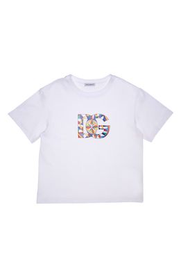 Dolce & Gabbana Kids' Carretto Print Logo Graphic T-Shirt in White Print