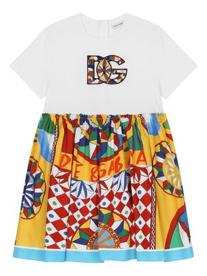 Dolce & Gabbana Kids Carretto print short-sleeve dress - White