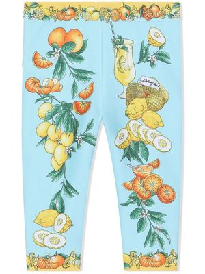DOLCE & GABBANA KIDS citrus-print cotton leggings - Blue