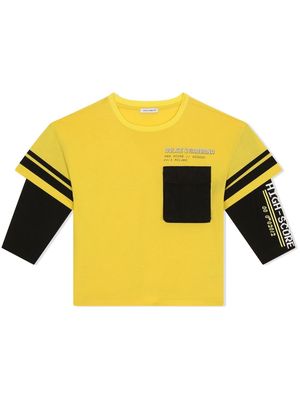Dolce & Gabbana Kids colourblock long-sleeved T-shirt - Yellow