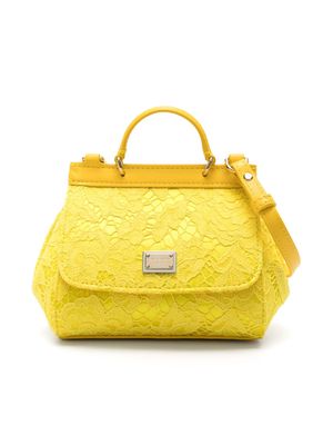 Dolce & Gabbana Kids corded-lace satin tote bag - Yellow