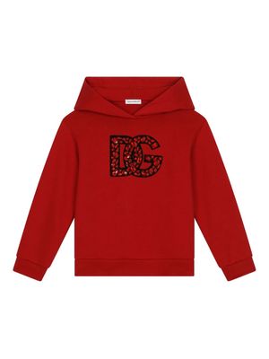 Dolce & Gabbana Kids crystal-embellished cotton hoodie - Red