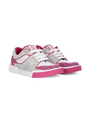 Dolce & Gabbana Kids crystal-embellished low-top sneakers - White