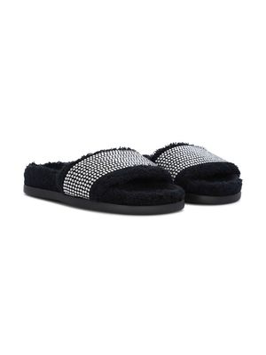 Dolce & Gabbana Kids crystal-embellished open-toe slippers - 8S488 - BLACK CRYSTAL